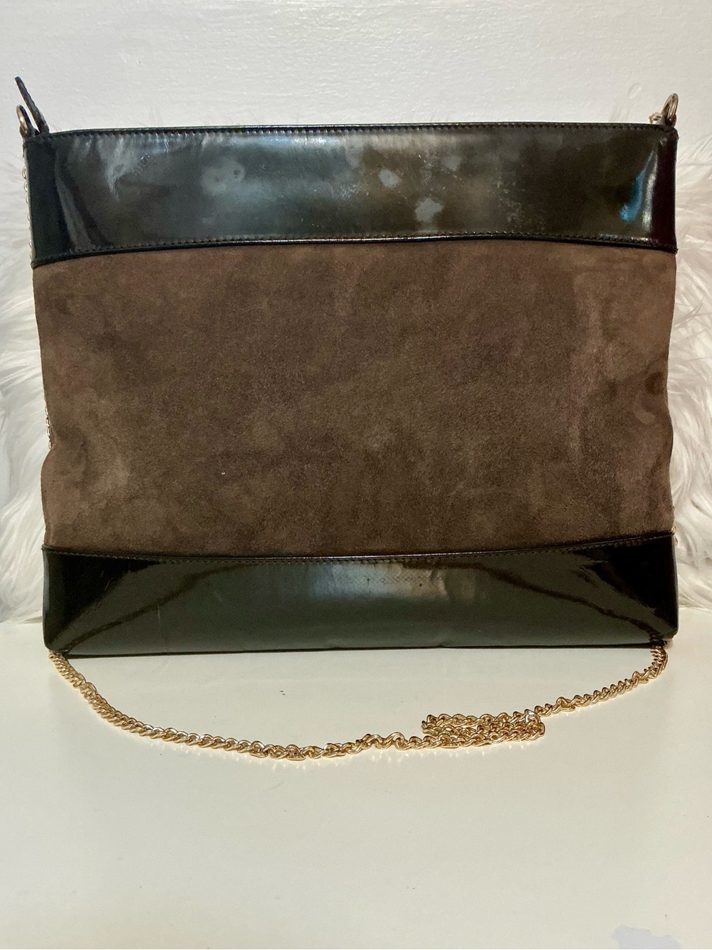 Gucci Rare Vintage Brown Suede & Patent Leather Shoulder Crossbody Bag - Picture 4 of 15